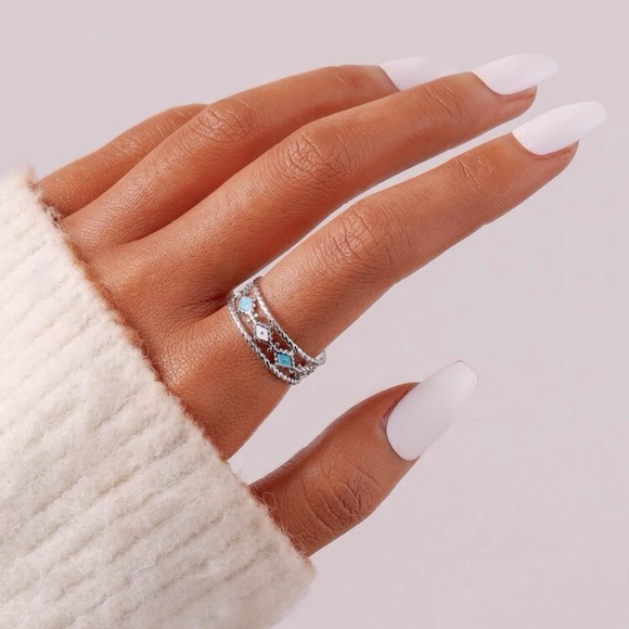 Geometric Decor Cuff Ring - Picture 1 of 6